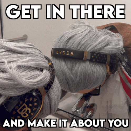 A Picture Of A Person With A Headband That Says Bvseb On It GIF