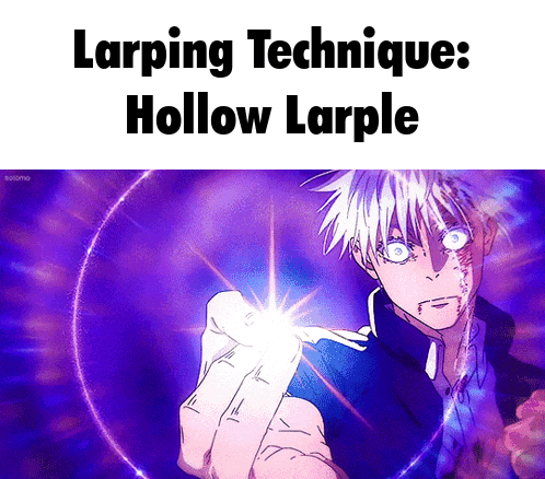 A Picture Of A Person With A Purple Background And The Words Larping Technique Hollow Larple GIF