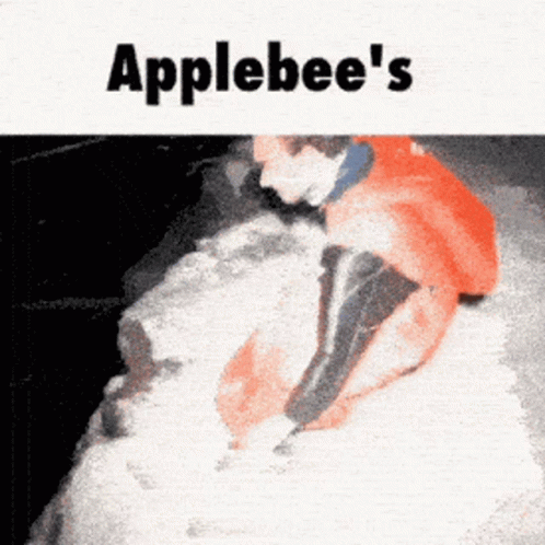 A Picture Of A Person With The Words Applebee 'S On The Top GIF