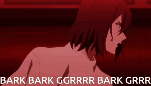 A Picture Of A Person With The Words Bark Bark Ggrrr Bark Ggrrr GIF