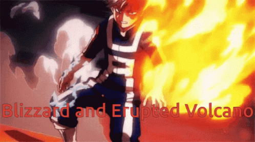 A Picture Of A Person With The Words Blizzard And Erupted Volcanic Written On It GIF