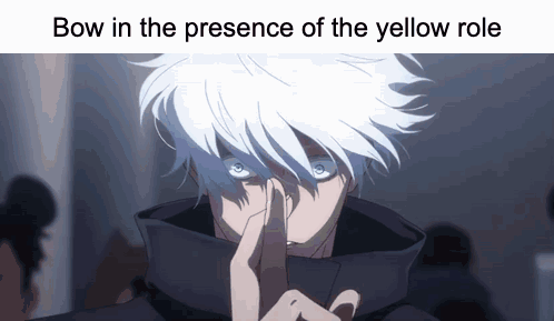 A Picture Of A Person With The Words Bow In The Presence Of The Yellow Role On It GIF