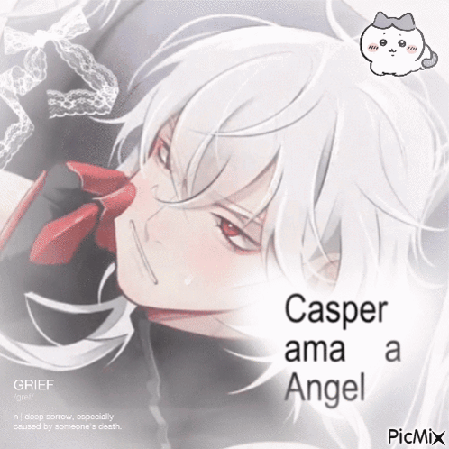 A Picture Of A Person With The Words Casper Ama A Angel On It GIF