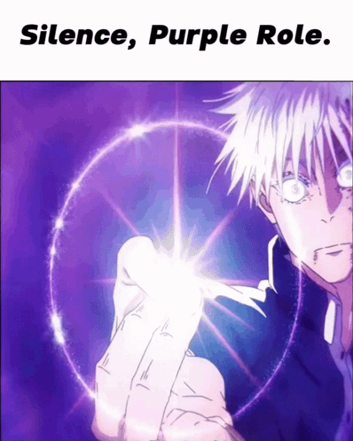 A Picture Of A Person With The Words Silence Purple Role On The Top GIF