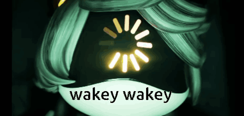 A Picture Of A Person With The Words Wakey Wakey Written On It GIF