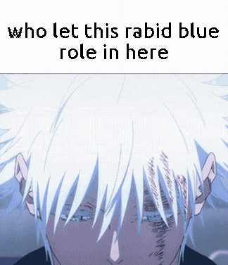 A Picture Of A Person With The Words Who Let This Rabid Blue Role In Here On The Bottom GIF