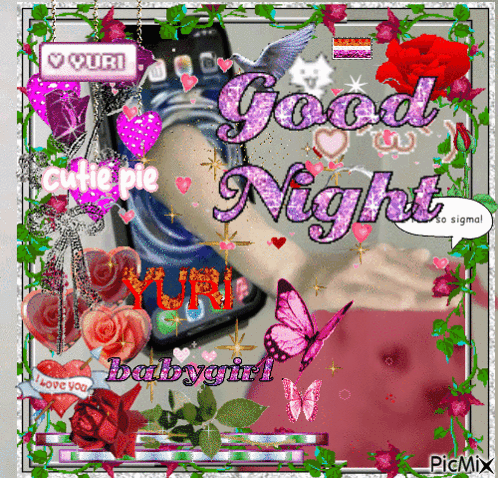 a picture of a phone with the words " good night " on it