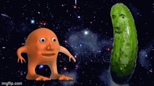A Picture Of A Pickle With A Face And The Words " Waterstic " In The Corner GIF