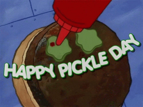 A Picture Of A Pickle With The Words Happy Pickle Day GIF