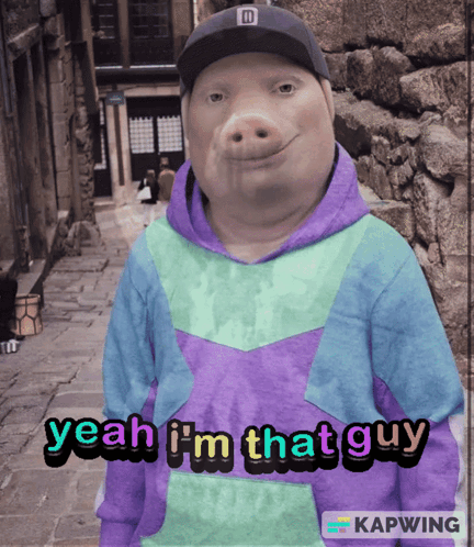 A Picture Of A Pig Wearing A Hoodie That Says Yeah I M That Guy GIF