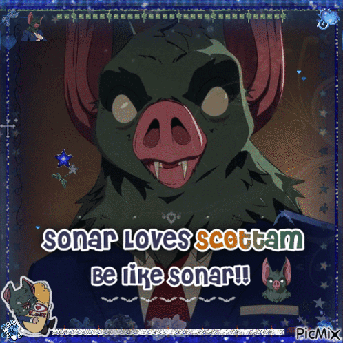 A Picture Of A Pig With The Words Sonar Loves Scottam Be Like Sonar On It GIF