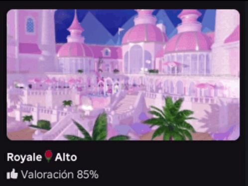 A Picture Of A Pink Castle With The Words Royale Alto On The Bottom GIF