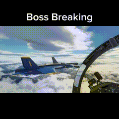 A Picture Of A Plane In The Sky With The Words Boss Breaking GIF