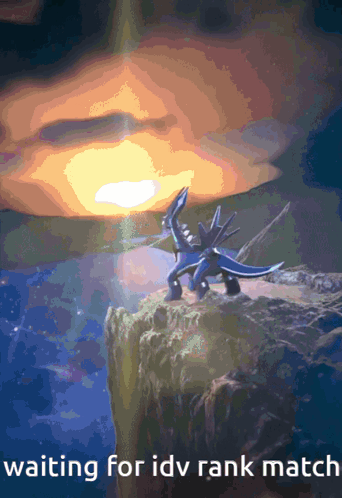 A Picture Of A Pokemon On A Cliff With The Words Waiting For Idv Rank Match GIF