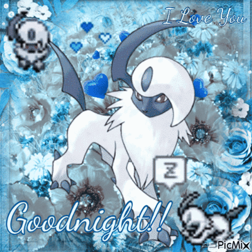 a picture of a pokemon says goodnight