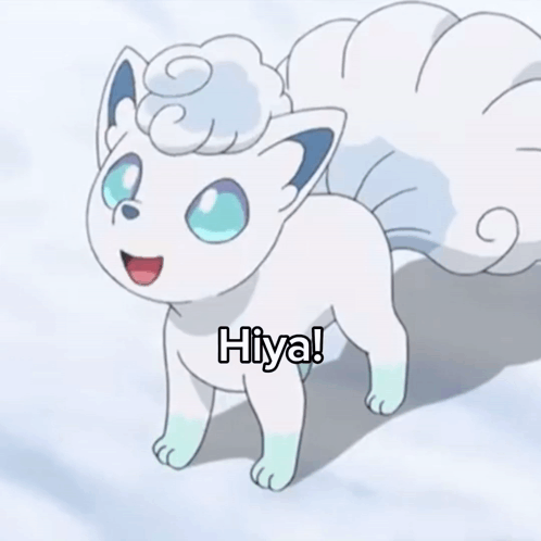 A Picture Of A Pokemon With The Word Hiya Written On It GIF