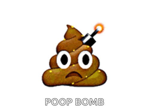 A Picture Of A Poop Bomb With Drops Of Water Coming Out Of It GIF