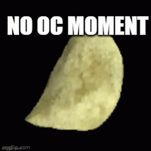 A Picture Of A Potato Chip With The Words No Oc Moment Written On It GIF