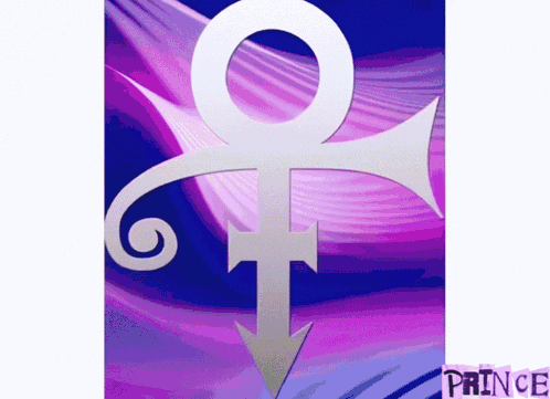A Picture Of A Prince Symbol On A Blue And Purple Background GIF