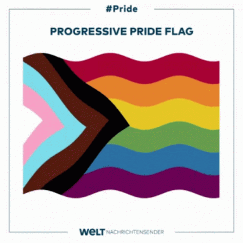 A Picture Of A Progressive Pride Flag With The Words #Pride Written Below It GIF