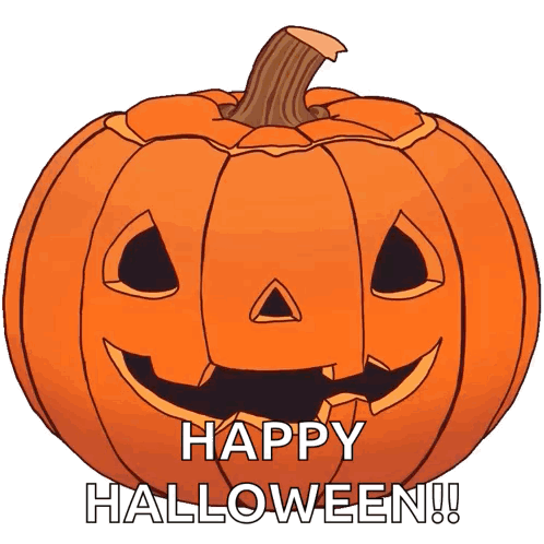 A Picture Of A Pumpkin With The Words Happy Halloween Written Below It GIF