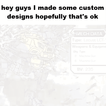 A Picture Of A Purple And Yellow Robot With A Caption That Says Hey Guys I Made Some Custom Designs Hopefully That 'S Ok GIF