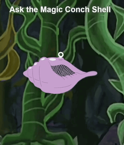 A Picture Of A Purple Conch Shell With The Words Ask The Magic Conch Shell GIF