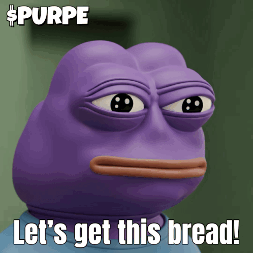 A Picture Of A Purple Frog With The Words Let 'S Get This Bread GIF