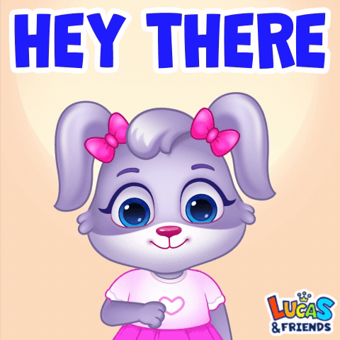 A Picture Of A Rabbit With The Words Hey There Written On It GIF