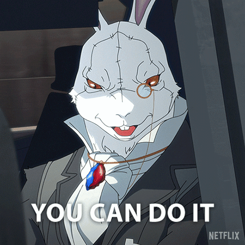 a picture of a rabbit with the words you can do it on the bottom