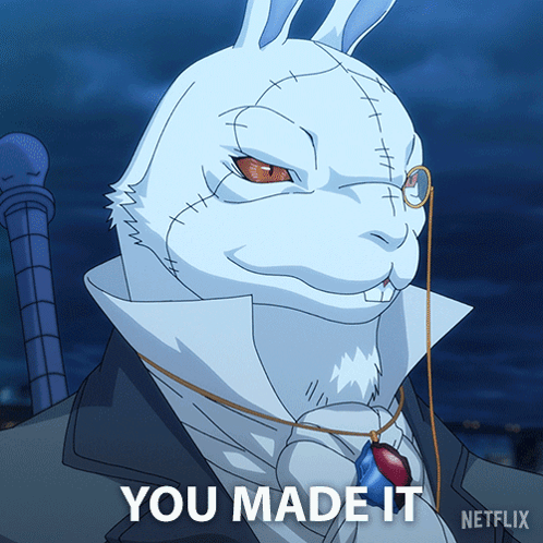 a picture of a rabbit with the words you made it