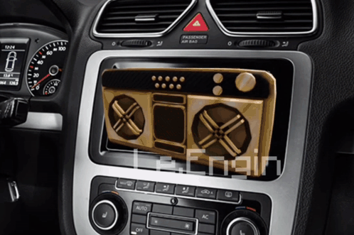 A Picture Of A Radio In A Car With The Word Engine Written Below It GIF
