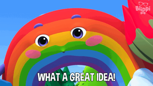 A Picture Of A Rainbow With The Words What A Great Idea GIF