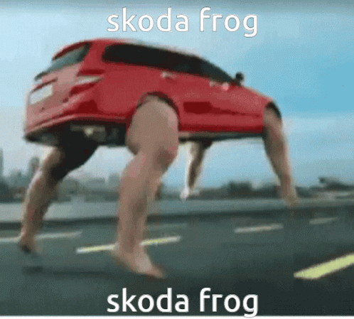 A Picture Of A Red Car With A Person 'S Legs On It GIF