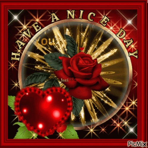 Red Rose And Heart Have A Nice Day GIF