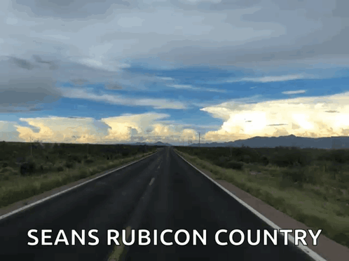 A Picture Of A Road That Says Seans Rubicon Country On The Bottom GIF