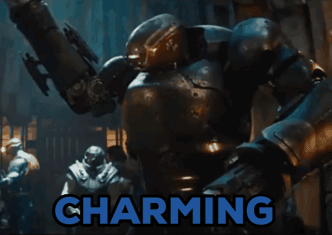A Picture Of A Robot And The Word Charming GIF