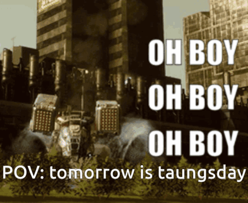 A Picture Of A Robot That Says " Oh Boy Oh Boy Oh Boy " GIF