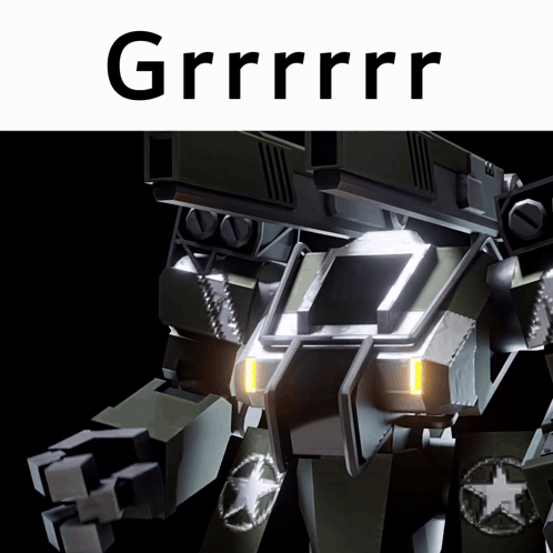 A Picture Of A Robot With The Word Grrrr On Top Of It GIF
