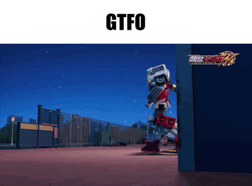 A Picture Of A Robot With The Words Gtfo Above It GIF