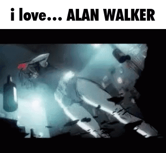 A Picture Of A Robot With The Words I Love Alan Walker Below It GIF