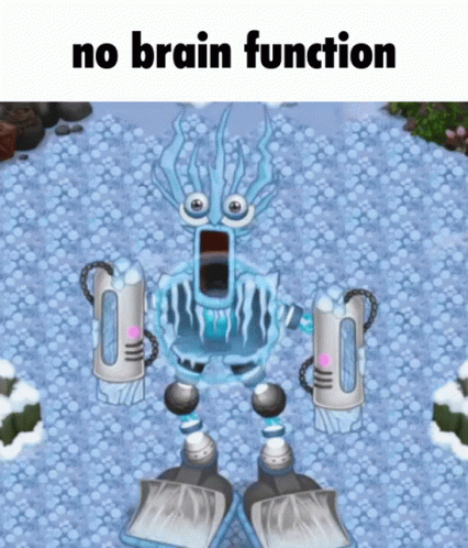 a picture of a robot with the words " no brain function " below it