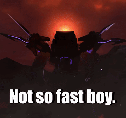 a picture of a robot with the words " not so fast boy " below it