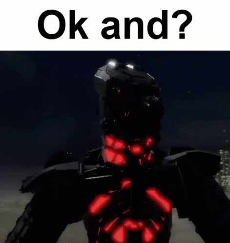 A Picture Of A Robot With The Words Ok And Written Above It GIF