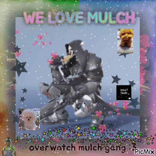 A Picture Of A Robot With The Words We Love Mulch GIF