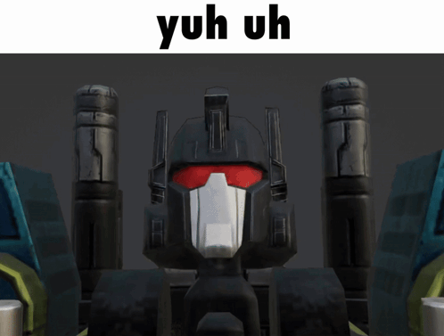 A Picture Of A Robot With The Words Yuh Uh Written Above It GIF