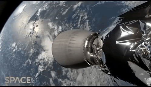 A Picture Of A Rocket In Space With The Words Space.com Below It GIF