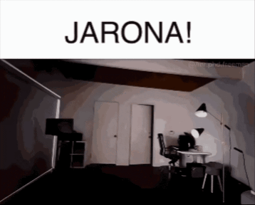 A Picture Of A Room With The Words Jarona Written On It GIF