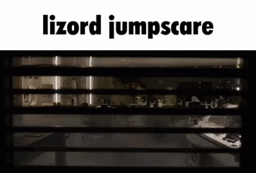 A Picture Of A Room With The Words Lizard Jumpscare Above It GIF