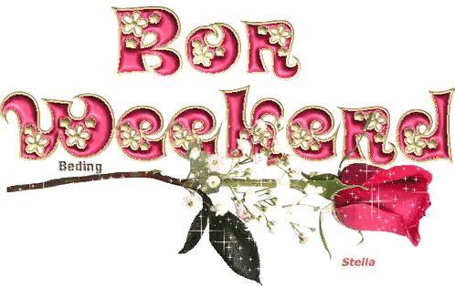 a picture of a rose with the words bon weekend written on it
